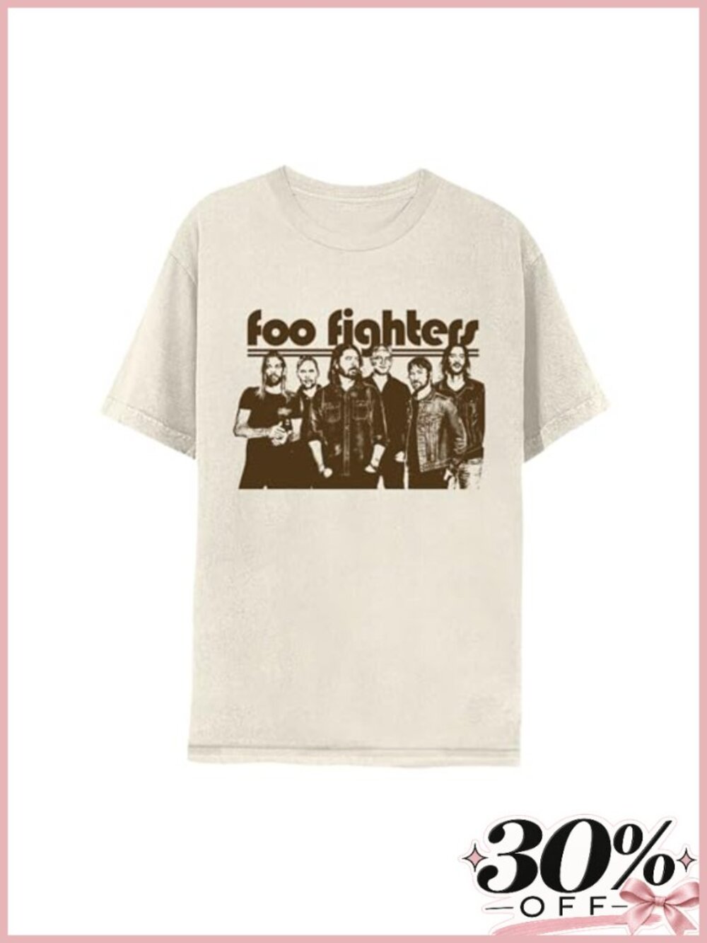 Officially Licensed Foo Fighters Graphic Crew Neck Tee Short Sleeve Band Shirt